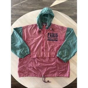 Vintage 90s Paris Sport Club XXL athletic dept 1/2 zip nylon windbreaker- medium